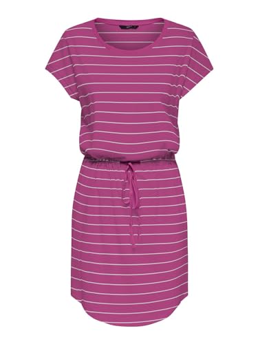 ONLY Damen ONLMAY S/S Dress NOOS Minikleid, Raspberry Rose/Stripes:Cloud Dancer (Nadia), Large von ONLY