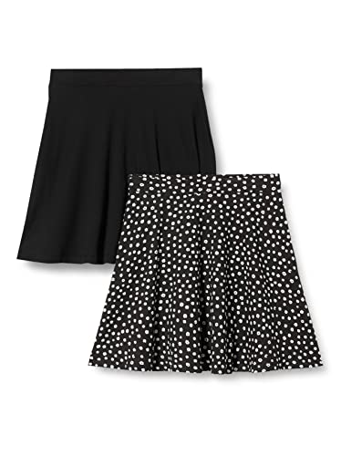 ONLY Damen ONLMAY Skater Skirt JRS 2PK Rock, Black/Pack:Black lea Flower, X-Small von ONLY