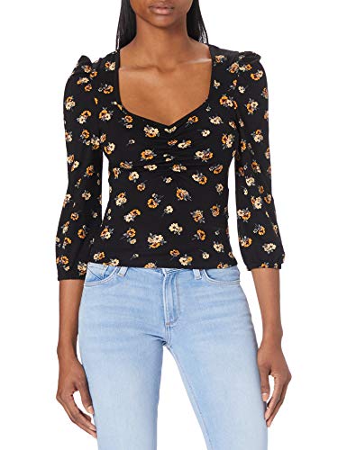 ONLY Damen ONLMEYA 3/4 TOP JRS T-Shirt, Black/AOP:Flower, XS ONLY Damen ONLMEYA 3/4 TOP JRS T-Shirt, Black/AOP:Flower, XS von ONLY