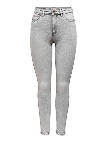 Damen ONLY Skinny Fit Ankle Jeans | Stretch Denim Hose Bleached | ONLMILA Cropped Röhrenjeans, Farben:Grau, Größe:25W / 32L von ONLY