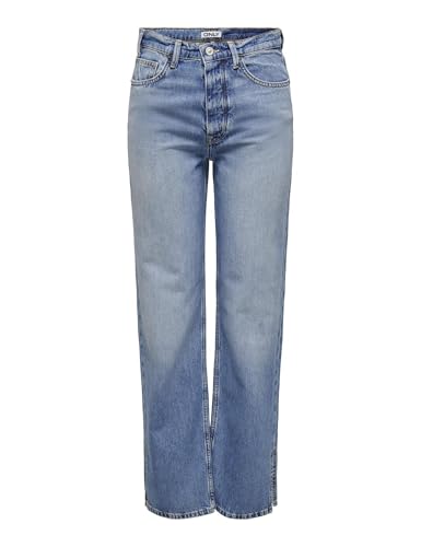 ONLY Damen ONLMISCHA HW Straight Slit DNM CRO Jeans, Medium Blue Denim, 31W x 32L von ONLY
