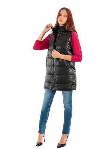 ONLY Damen ONLNEWANJA FAUX LEATHER WAISTCOAT CC OTW Pufferweste 15300267,Schwarz,L von ONLY