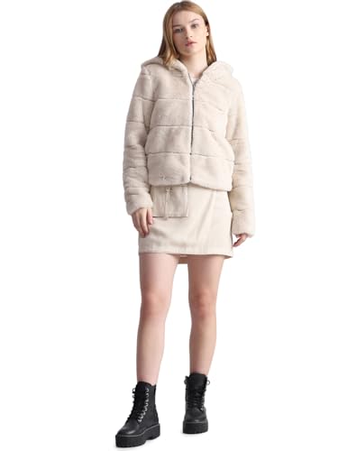 ONLY Damen ONLNEWCHRIS FUR Hooded Jacket CC OTW Jacke, Moonbeam, XS von ONLY