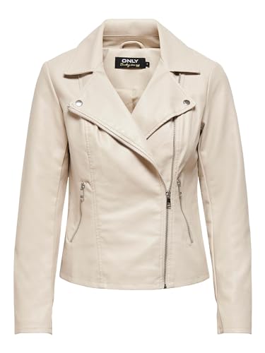 ONLY Damen ONLNEWMELISA Faux Leather Biker CC OTW Lederjacke, Moonbeam, M von ONLY