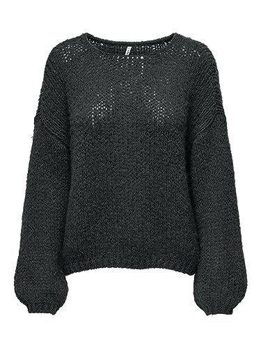 ONLY Damen ONLNORDIC Life LS O-Neck KNT NOOS 15288895 ,Dark Grey Melange ,S von ONLY