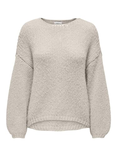 ONLY Damen ONLNORDIC Life LS O-Neck KNT NOOS Langarmshirt, Pumice Stone, M von ONLY