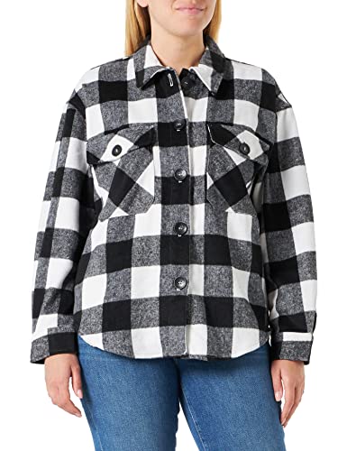 ONLY Damen ONLNY Marsala Check Shacket CC OTW Hemd-Jacke, Bright White/Checks:Black, L von ONLY