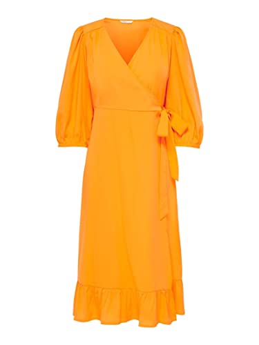 ONLY Damen ONLOLIVIA 3/4 WRAP Dress WVN NOOS Midi Kleid, Apricot, M von ONLY