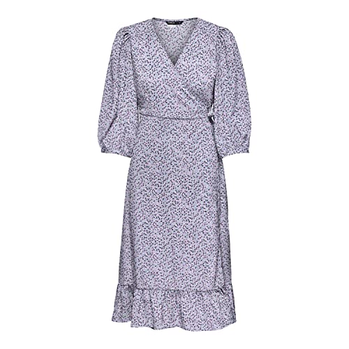 ONLY Damen ONLOLIVIA 3/4 WRAP Dress WVN NOOS Midi Kleid, Chinese Violet/AOP:Nanna Flower, M von ONLY