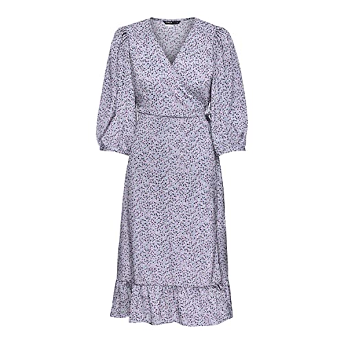 ONLY Damen ONLOLIVIA 3/4 WRAP Dress WVN NOOS Midi Kleid, Chinese Violet/AOP:Nanna Flower, XXS von ONLY