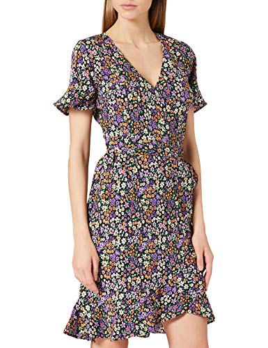 ONLY Damen Onlolivia S/S Wrap Dress WVN Noos Kleid, Black AOP: Shore Flower, M EU von ONLY