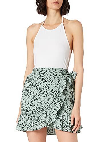 ONLY Damen Rock ONLOlivia Wrap 15219146 Chinois Green AOP: Black Spot XS von ONLY