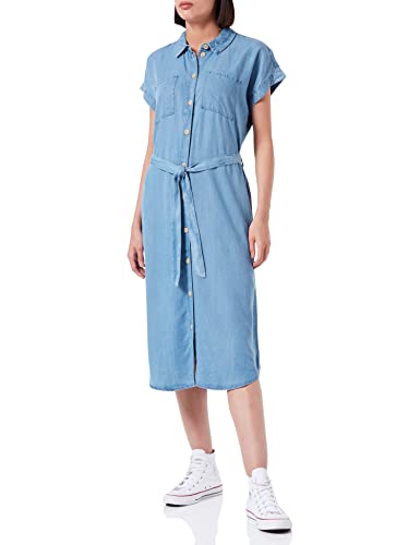 ONLY Damen Midi Jeans-Kleid ONLPema Hannover Kurzarm mit Gürtel 15250429 Medium Blue Denim XL von ONLY