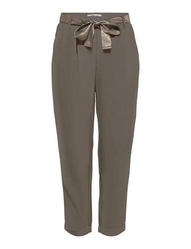 ONLY Damen ONLRITA Loose Check LYREX Pant TLR Hose, Walnut/Detail:SOLID (W. Gold Lurex Belt), L / 32L von ONLY