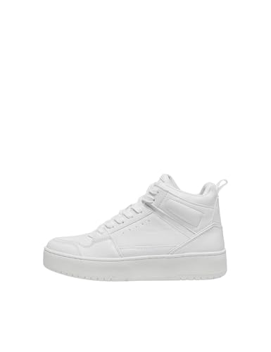 ONLY Damen ONLSAPHIRE-2 PU HIGH NOOS Sneaker, White/Detail:All White, 36 EU von ONLY