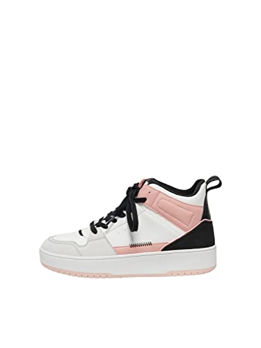 ONLY Damen ONLSAPHIRE-2 PU HIGH NOOS Sneaker, White/Detail:Black, 38 EU von ONLY