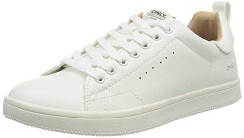 ONLY Damen ONLSHILO PU NOOS Sneaker, White, 38 EU von ONLY