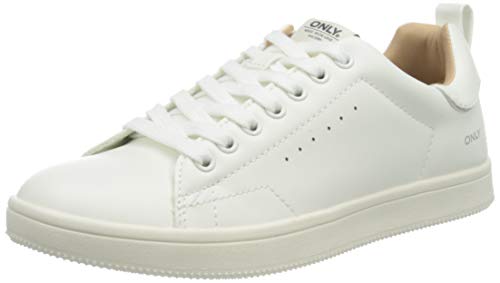 ONLY Damen ONLSHILO PU NOOS Sneaker, White, 39 EU von ONLY