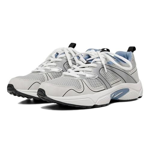 ONLY Damen ONLSOKO-1 PU Runner Sneaker, White/Detail:Grey & Blue, 37 EU von ONLY