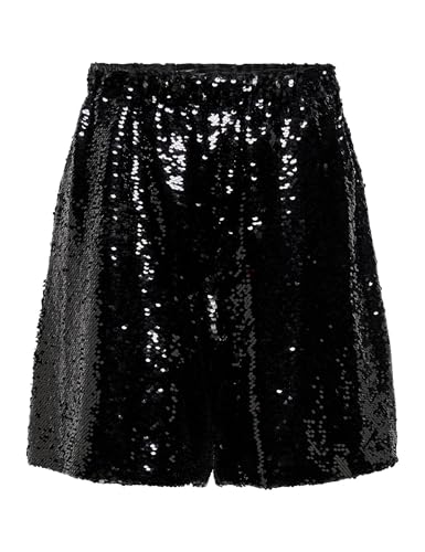 ONLY Damen ONLSOLFI Sequins XT WVN Shorts, Black, L von ONLY