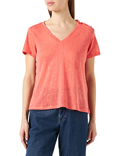 ONLY Damen ONLSTEPHI S/S AOP V-Neck TOP JRS T-Shirt, Georgia Peach/AOP:Spots Gold, M von ONLY