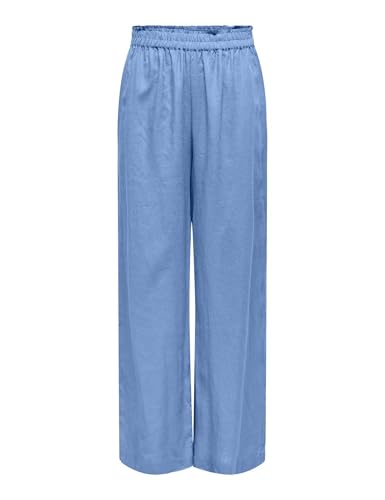 ONLY Damen ONLTOKYO HW Linen Blend Pant PNT NOOS Leinenhose 15259590 ,Azurine ,S / 30L von ONLY