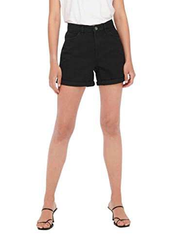 ONLY Damen ONLVEGA HW MOM DNM NOOS Shorts, Black Denim, M von ONLY