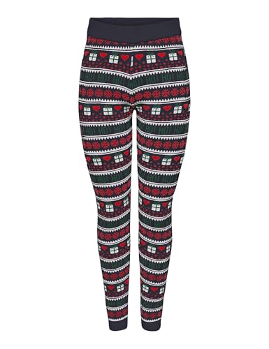ONLY Damen ONLXMAS Present Pant KNT Leggins, Night Sky/Detail:Cloud D/High Risk Red/Green Jacket, S ONLY Damen ONLXMAS Present Pant KNT Leggins, Night Sky/Detail:Cloud D/High Risk Red/Green Jacket, S von ONLY