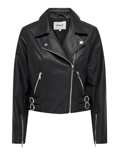 ONLY Damen Onlalba Faux Leather Biker Cc OTW Lederjacke, Black, S von ONLY