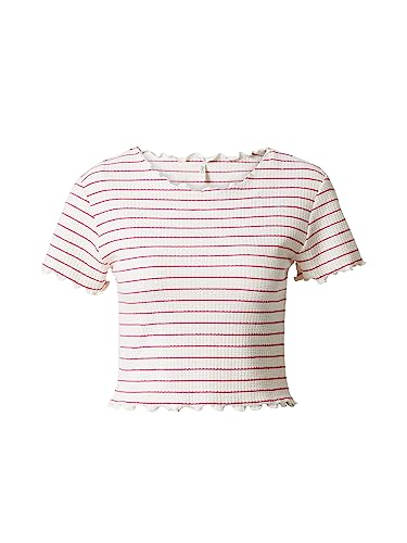 ONLY Damen Onlanits S/S Cropped Top Jrs T Shirt, Very Berry/Stripes:cloud Dancer, L EU von ONLY