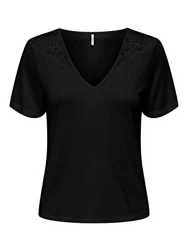 ONLY Damen Onlanja S/S Lace Top Jrs, Schwarz, XS von ONLY