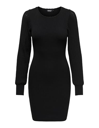 ONLY Damen ONLANNELINA LS O-Neck Dress KNT Kleid, Black, L von ONLY