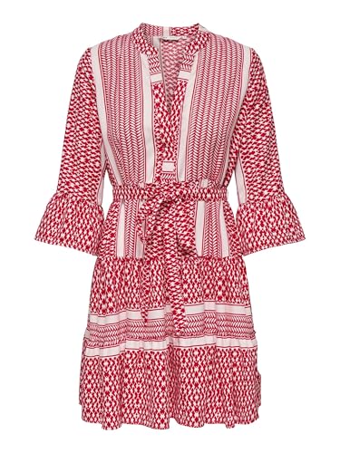 ONLY Damen Onlathena Life 3/4 Short Dress WVN Noos Stylisches Kleid Mit V-Ausschnitt Und Gürtelverschluss Für Den Alltag, Salsa, X-Small ONLY Damen Onlathena Life 3/4 Short Dress WVN Noos Stylisches Kleid Mit V-Ausschnitt Und Gürtelverschluss Für Den Alltag, Salsa, X-Small von ONLY