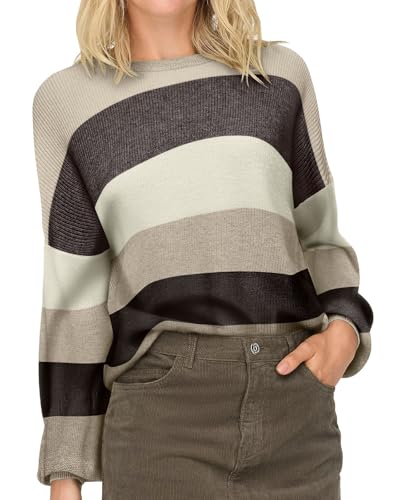 ONLY Damen Onlatia L/S Stripe Pullover KNT Noos Sweater, Chocolate Torte,S von ONLY