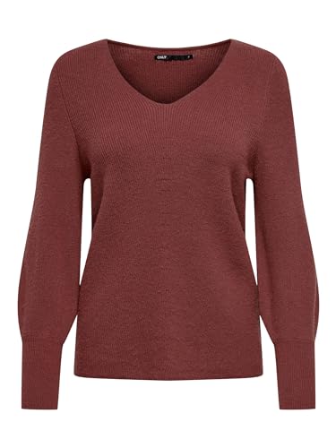 ONLY Damen Onlatia L/S V-Hals trui KNT Noos Pullover, Mineral Red, M EU von ONLY