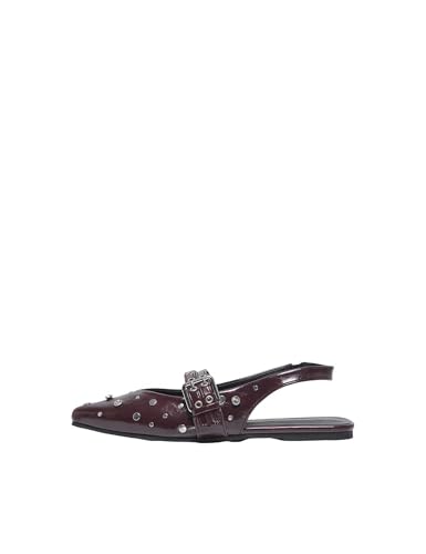 ONLY Damen Onlaura-5 Pu Slingback Buckle Ballarina, Burgundy, 37 EU von ONLY