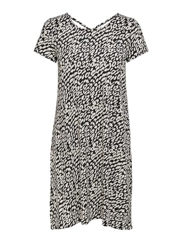 ONLY Damen Onlbera Back Lace Up S/S Dress JRS Noos, Black/AOP:Eggnog Leo, M von ONLY