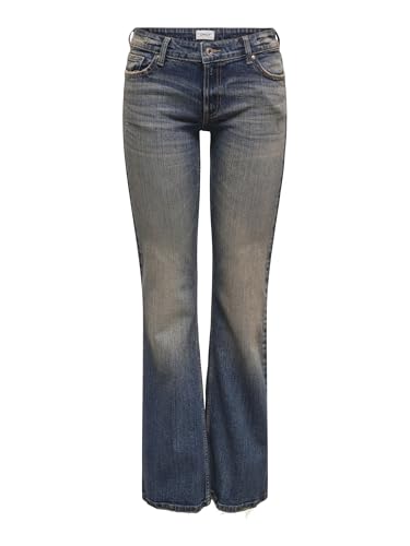 ONLY Damen Onlbethany Lw Flared Tint DNM Tai Hose, Medium Blue Denim/Detail:Tinted, 32W x 30L von ONLY