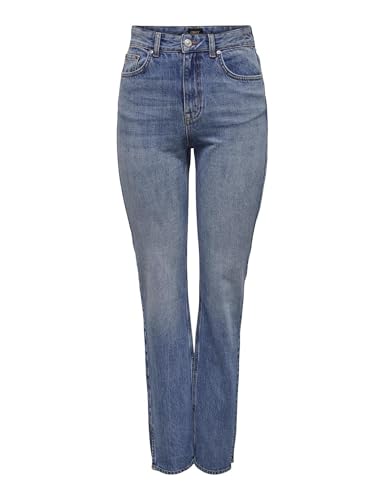 ONLY Damen ONLBILLIE EX HW Straight Slit DNM DOT908 Jeans, Light Medium Blue Denim, 29W x 32L von ONLY