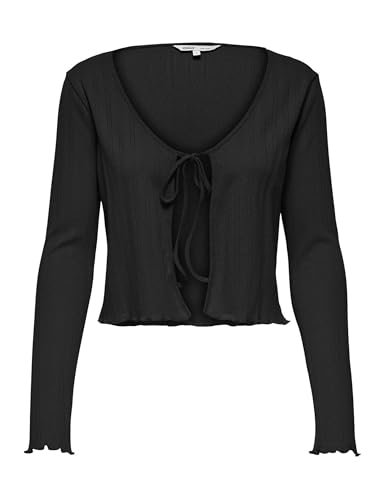 ONLY Damen Onlcarlotta L/S String Cardigan JRS Regular Fit Strickjacke Für Jugendliche Mit Kordelverschluss, Black, XXL von ONLY