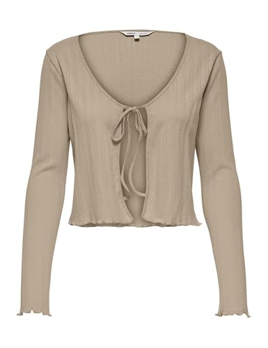 ONLY Damen Onlcarlotta L/S String Cardigan JRS Regular Fit Strickjacke Für Jugendliche Mit Kordelverschluss, Humus, XXL von ONLY