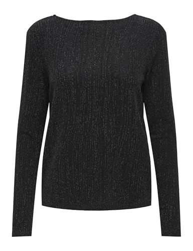 ONLY Damen ONLCAROL L/S 2-Way Glitter Mix JRS Top, Black/Detail:Zigga Black, Large von ONLY