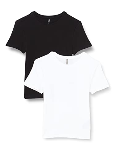 ONLY Damen Onlcarola S/S Slim Top Cs Jrs 2pack, Black/Pack:white, XXL von ONLY