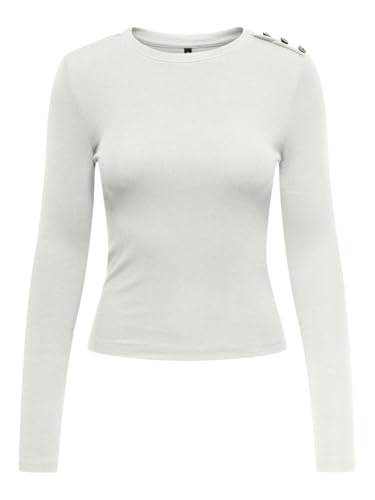 ONLY Damen Onlcheckie Life L/S Box JRS Top, Cloud Dancer/Detail:Rhinestones, Large von ONLY