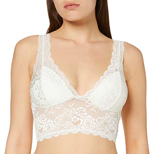 ONLY Damen Spitzen Bustier BH ohne Bügel | Lace Triangel Bra ONLCHLOE | Cups Breite Träger Crop Top, Farben:Weiß, Größe:XS von ONLY