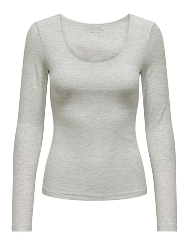 ONLY Damen Onlchoice L/S 2-Way Oval Neck Topbox JRS Top, Light Grey Melange, X-Large von ONLY