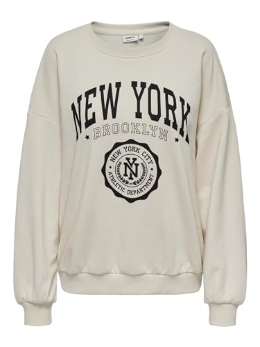 ONLY Damen Onldreamer Academy Oversized O-neck Swt, Birch/Print:new York, XXS von ONLY