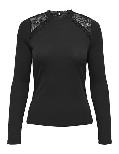ONLY Damen Onlenea L/S Lace Mix Top JRS, Black, L von ONLY