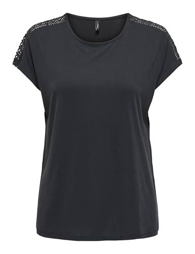 ONLY Damen Onlfree Life Capsleeve Lace Top JRS, Black, Large von ONLY