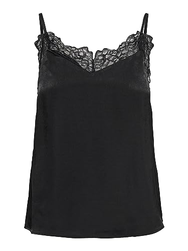 ONLY Damen Onlfriday S/L Lace Singlet Wvn Shirt, Schwarz, S EU von ONLY